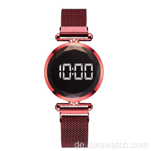 2021 Luxus Digital Magnet Uhren Für Frauen Edelstahl Rose Gold Kleid LED Quarzuhr Weibliche Uhr Relogio Feminino